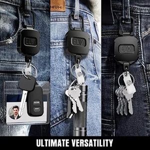 New Self Retractable ID Badge Holder Key Reel, Heavy Duty Metal Body, 32 Inches